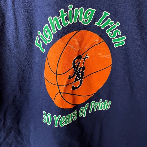 Fighting Irish T Shirt Vintage Y2K Adult Blue Large L Graphic Tee - Picture 5 of 12